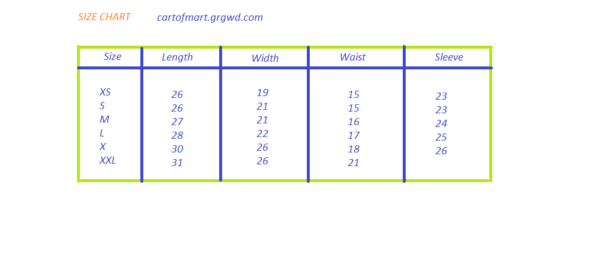 GRGWD.COM HOODIE'S SIZE CHART